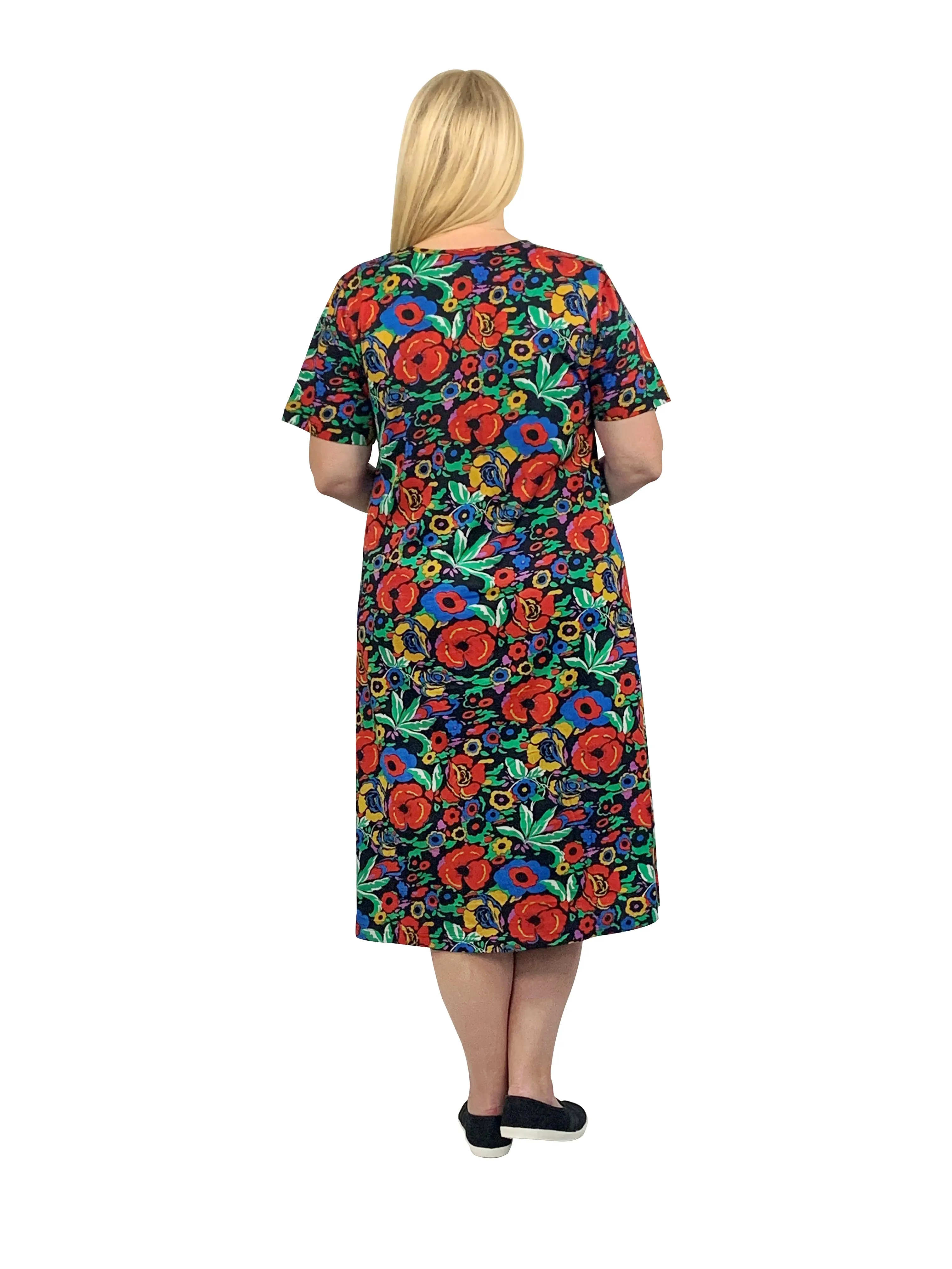 La Cera Printed 100% Cotton Knit A-Line Dress