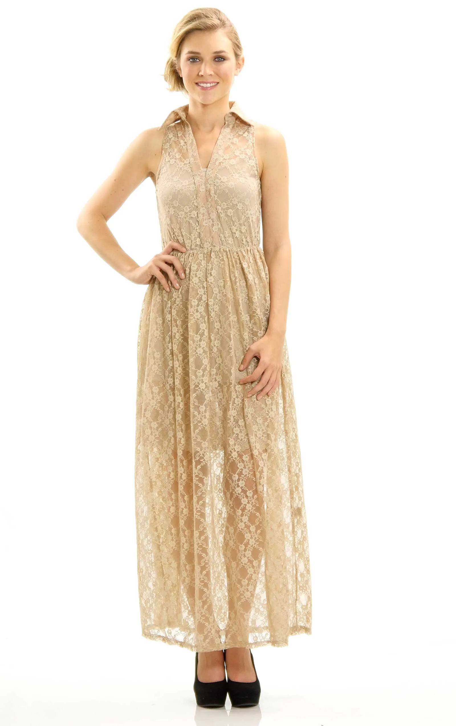 Lace Pullover Maxi Dress