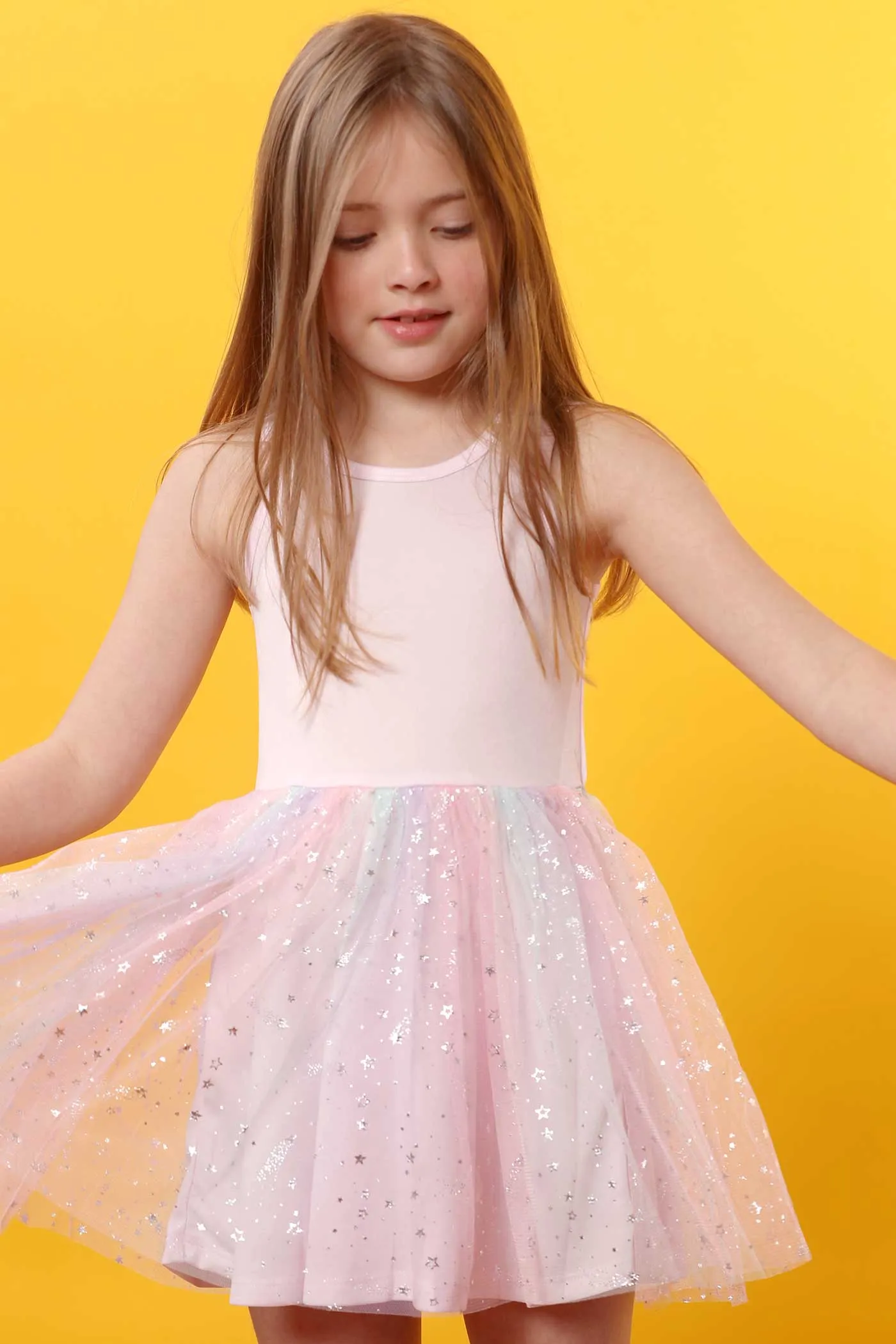 Little Girls Star Unicorn Theme Twofer Dress