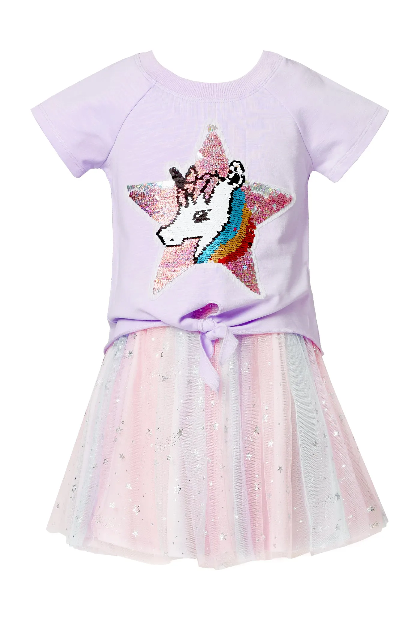 Little Girls Star Unicorn Theme Twofer Dress
