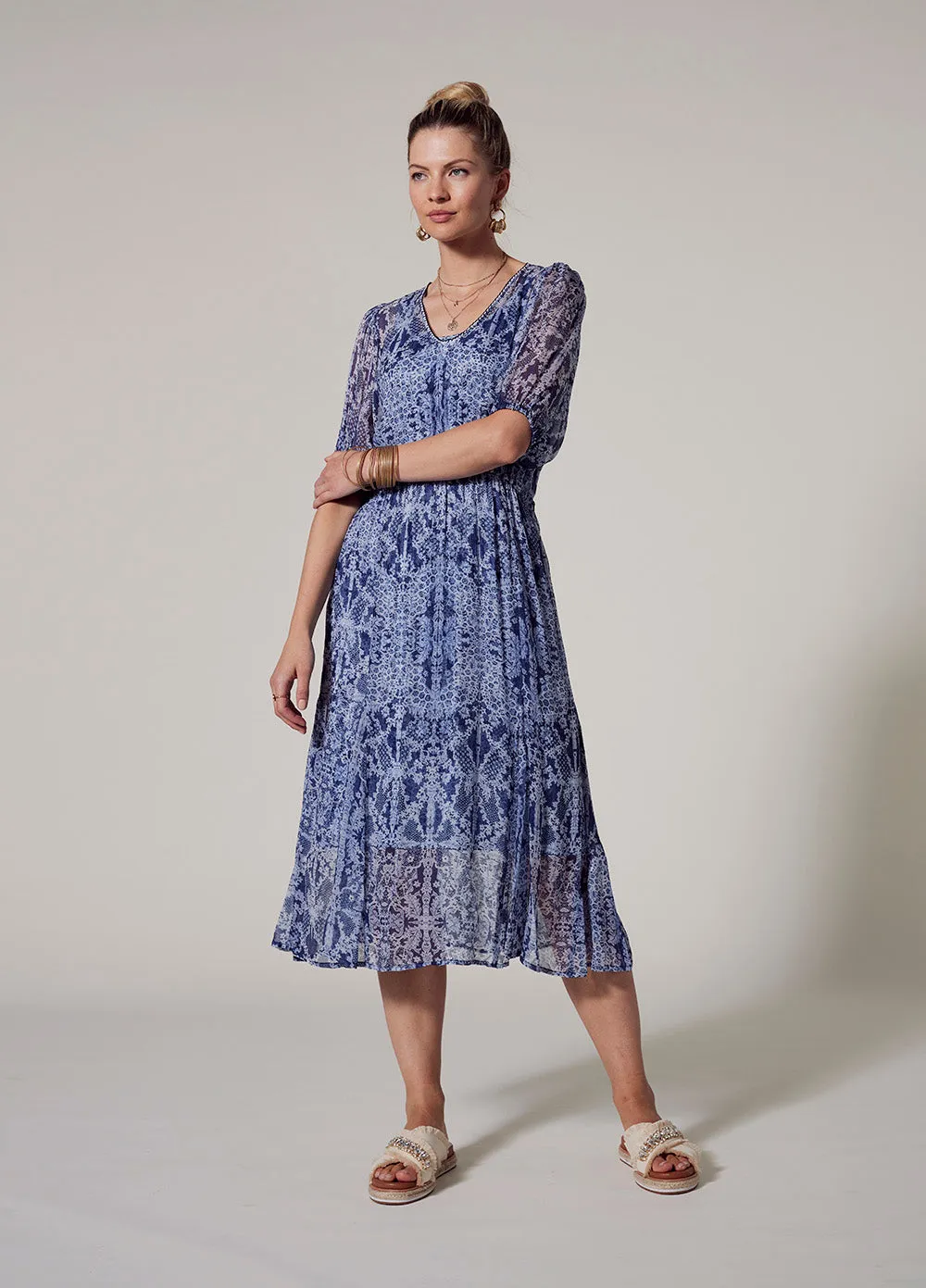 Loobies Story Arezzo Midi Dress - Indigo Multi