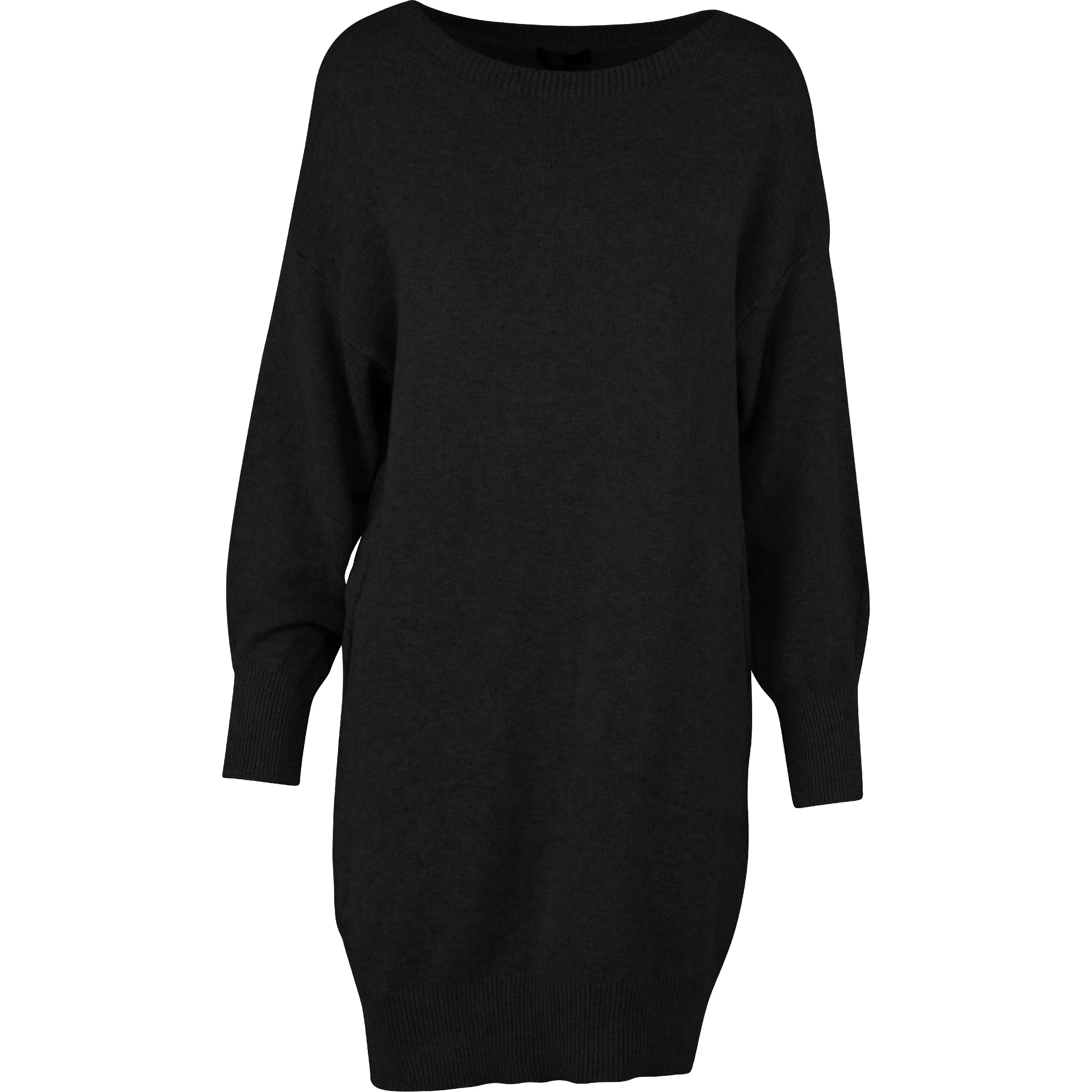 M Made in Italy – Crew-Neck Long Sleeve Knit Dress With Side Pockets