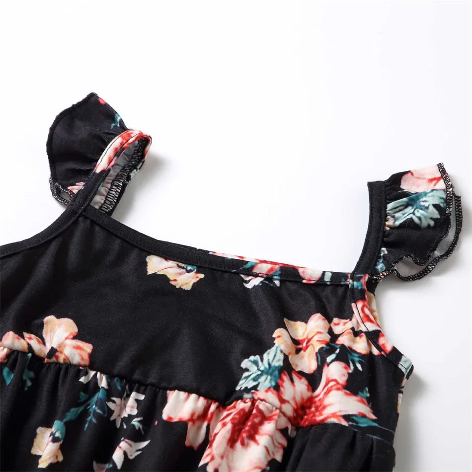 Matching Family Dress Black Floral Maxi Dress for Mommy and Me Matching Outfits
