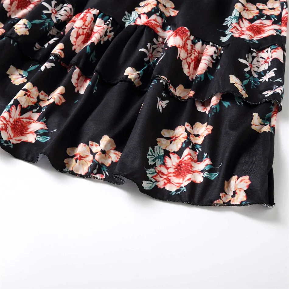 Matching Family Dress Black Floral Maxi Dress for Mommy and Me Matching Outfits
