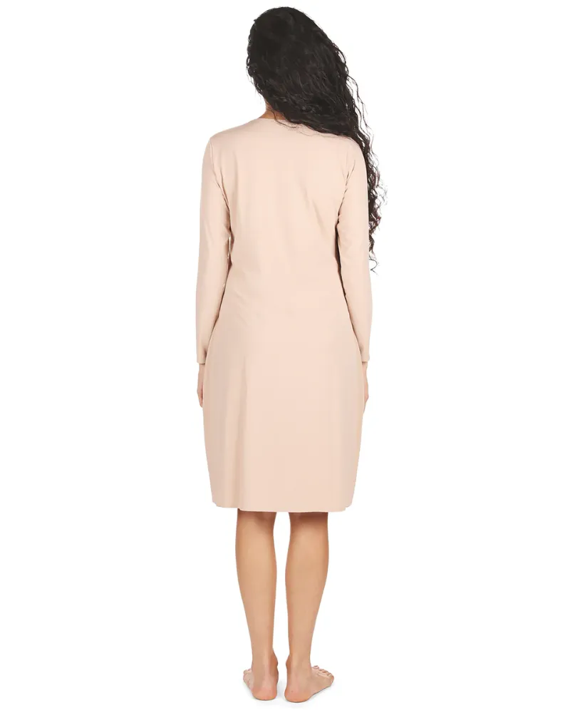 Me Moi Nude Bonded Long Sleeve Shell Dress 38"