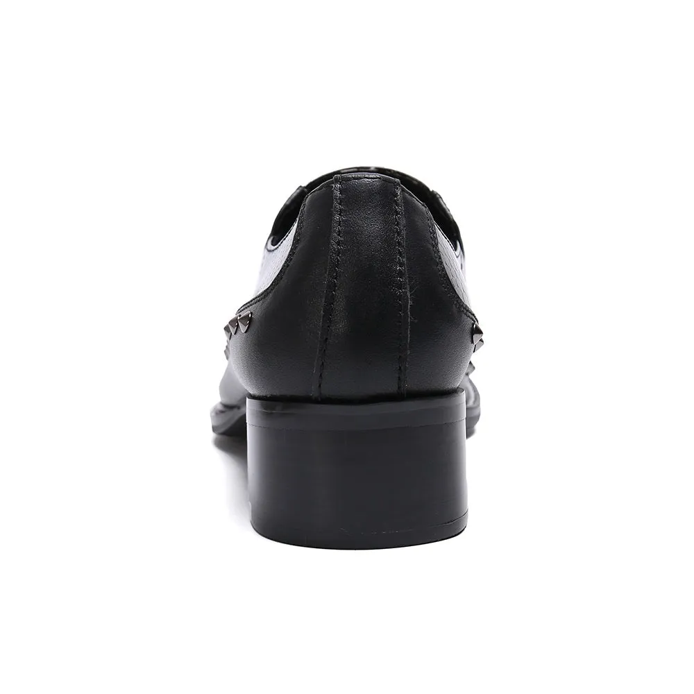 Men Steel Toe Studs Two Tones Slip On Formal Shoes