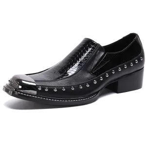 Men Steel Toe Studs Two Tones Slip On Formal Shoes
