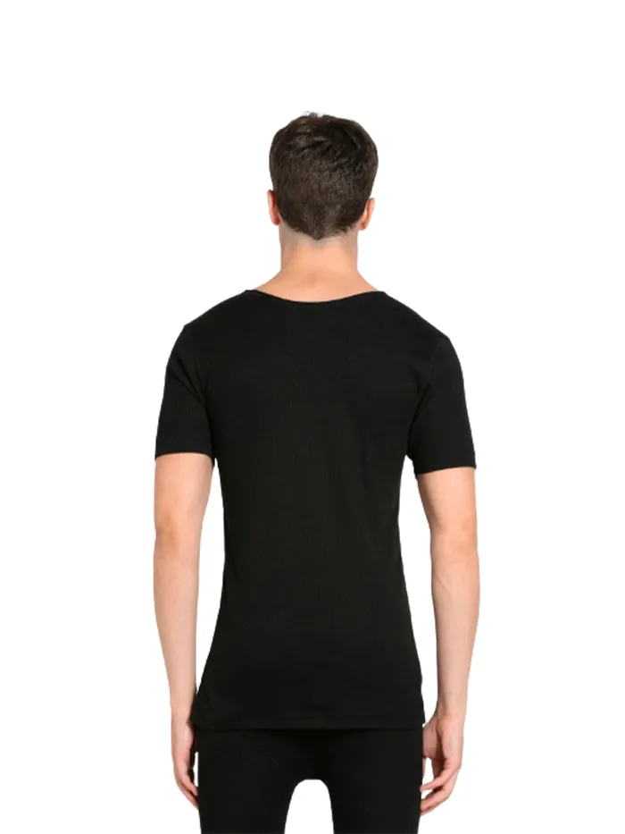 Men's Black Thermal Short Sleeve Vest