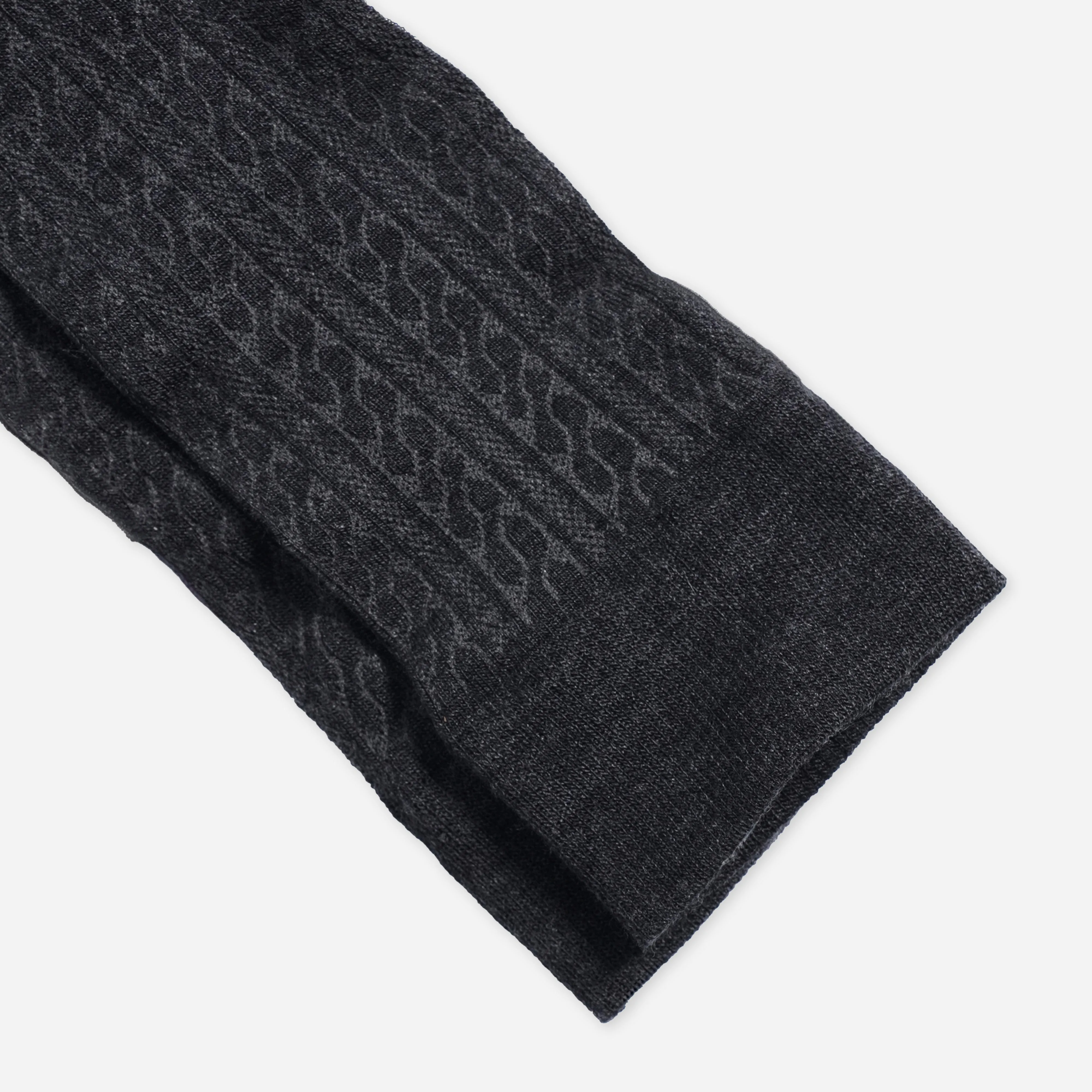 Merino Wool Cable Knit Charcoal Dress Socks