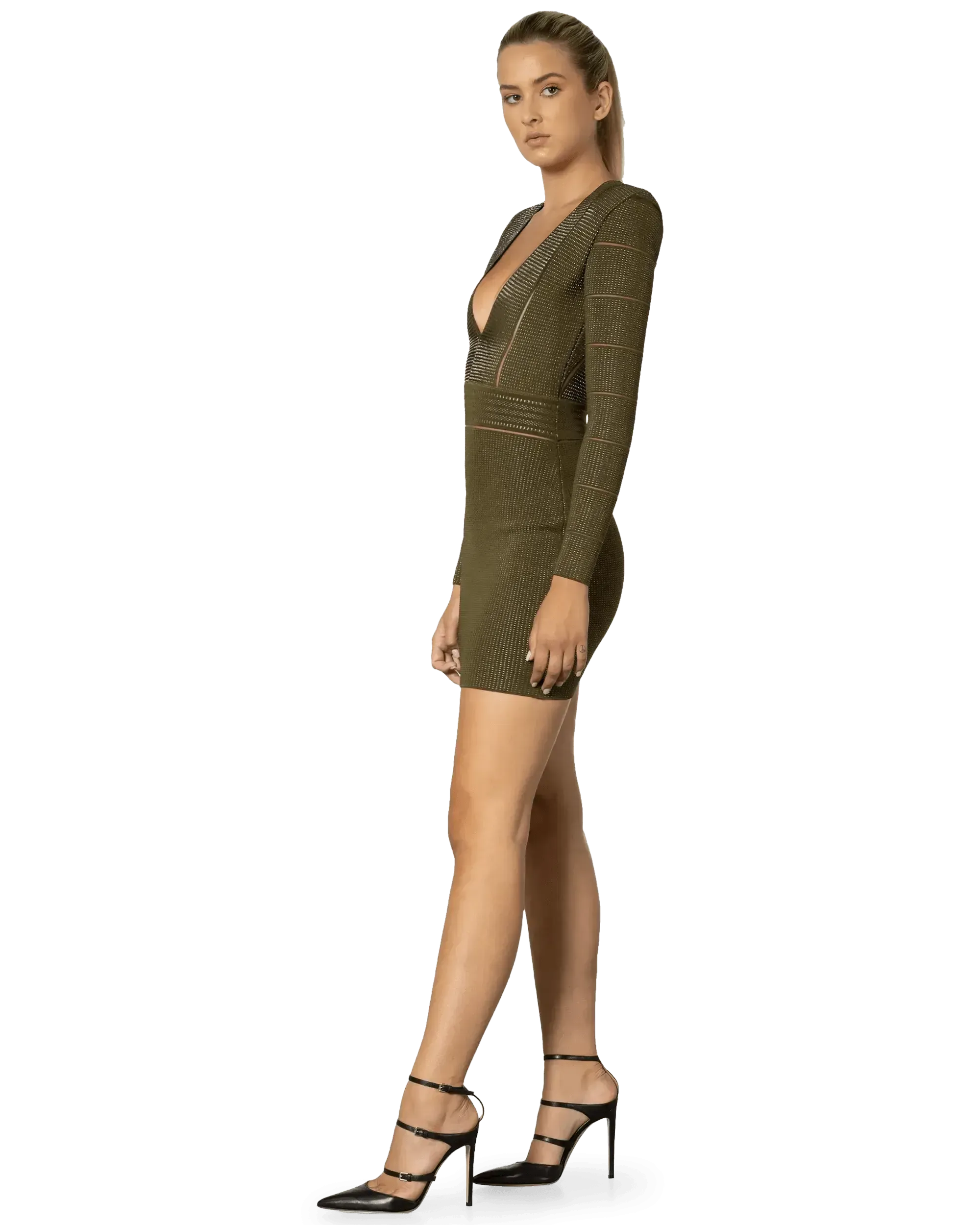 Mesh Panel Knit Dress