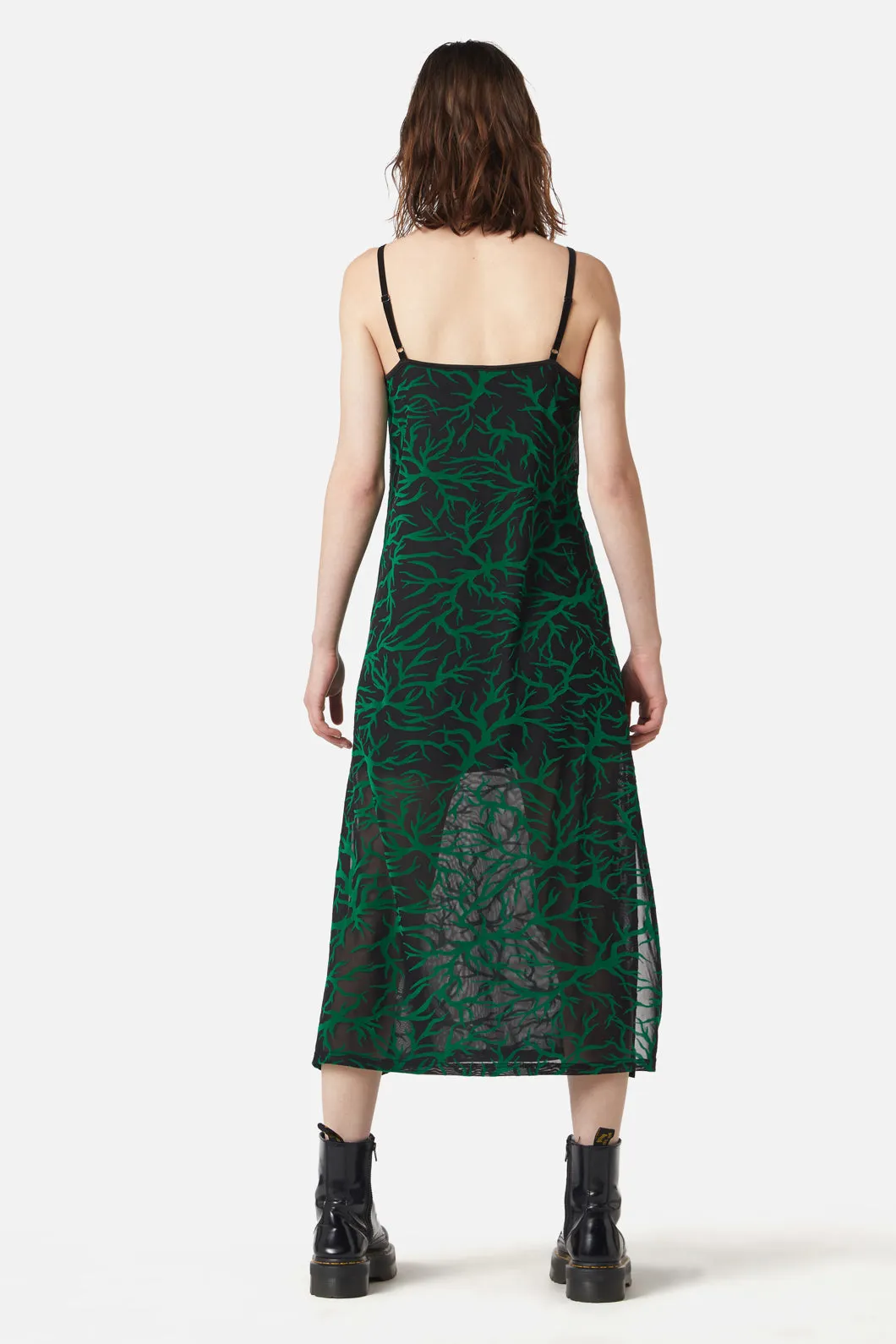 Neglected Flocked Mesh Midi Dress