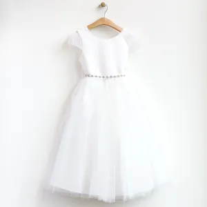 Off White Satin and Tulle Dress