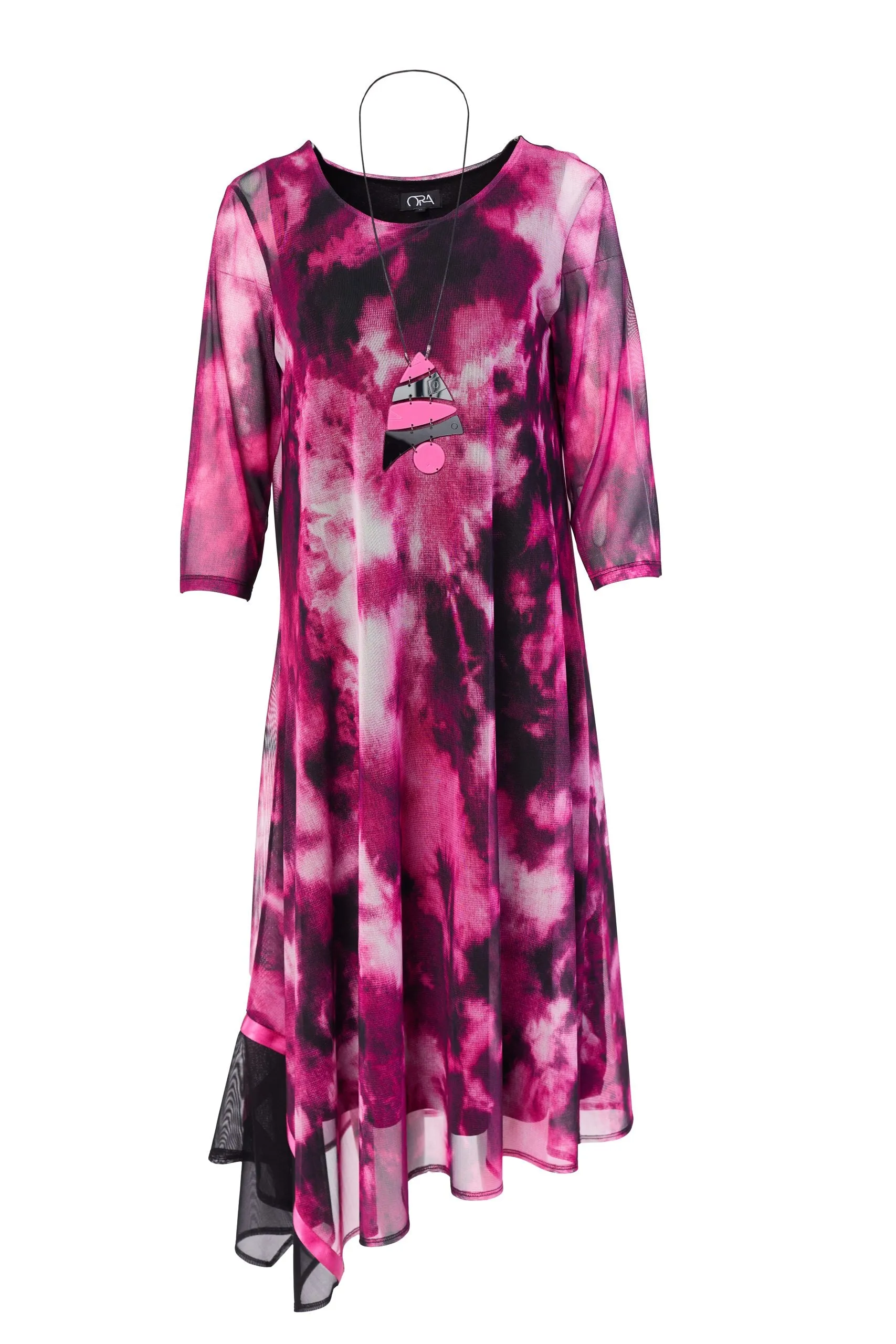 Ora Mesh Asymmetric Dress in Pink