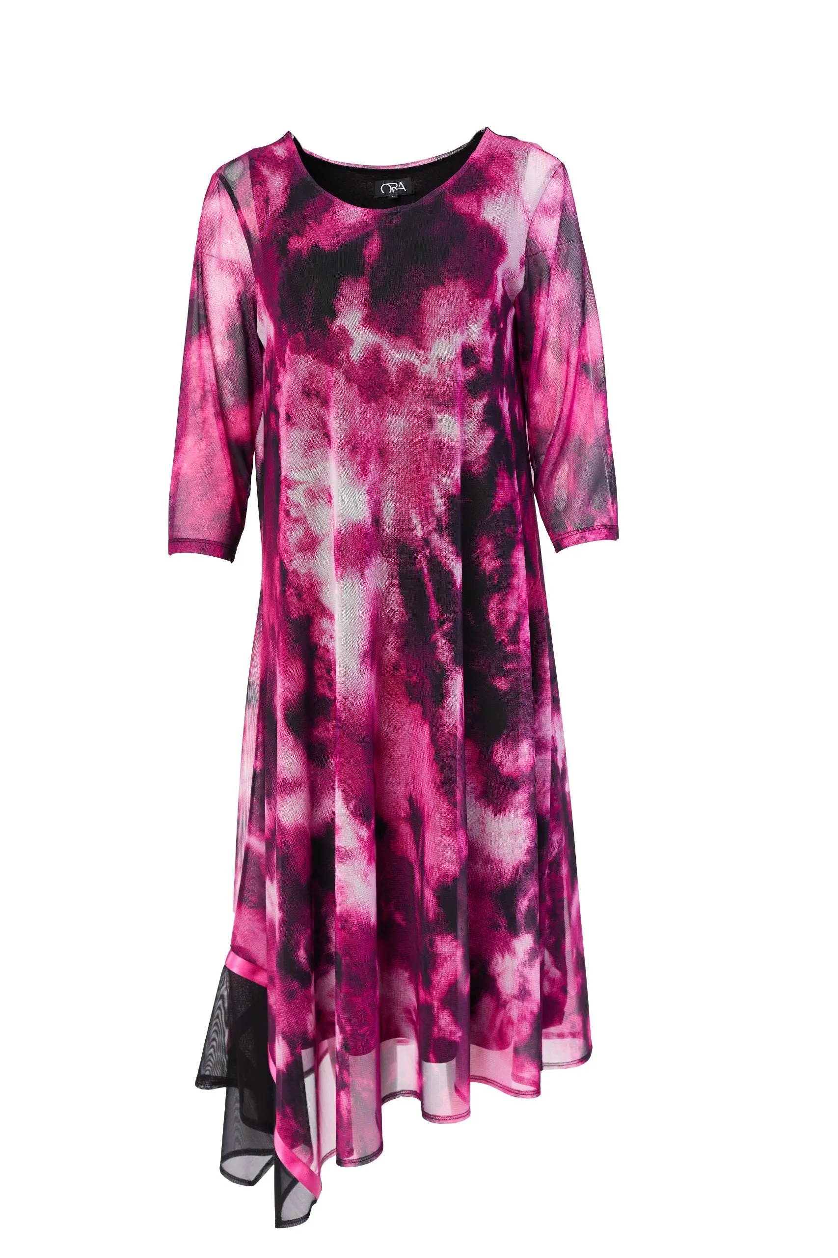 Ora Mesh Asymmetric Dress in Pink