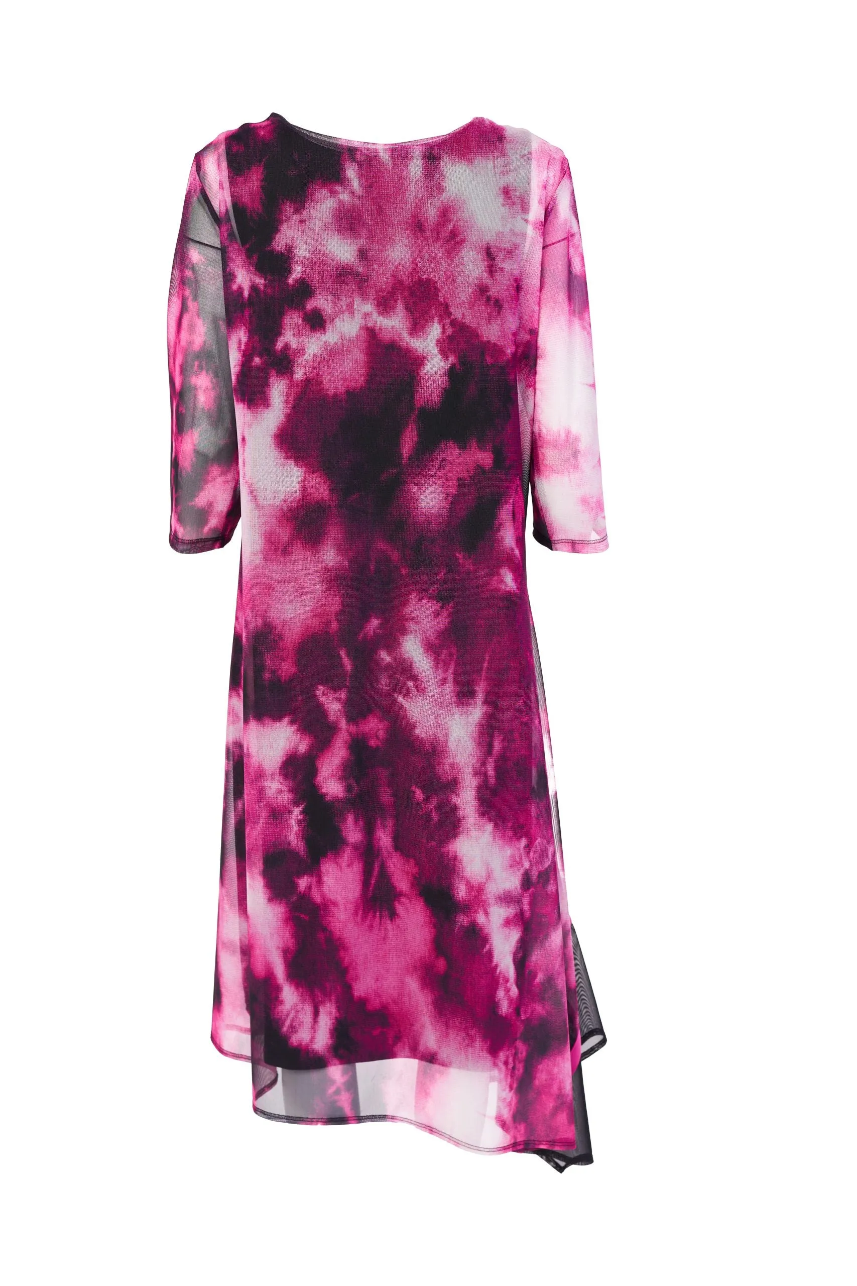 Ora Mesh Asymmetric Dress in Pink