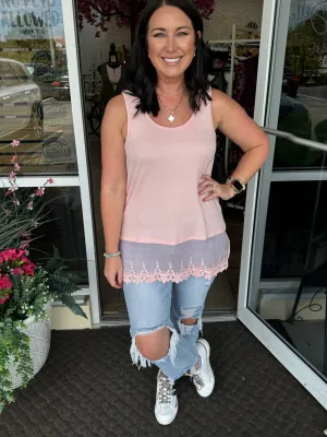 Pink Lace Layer Sleeveless Top