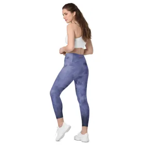 Purple Abstract Women's Tights, Abstract Best Leggings With Pockets For Women - Made in USA/EU/MX