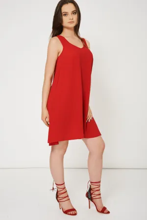 Red Dress With Side Pockets