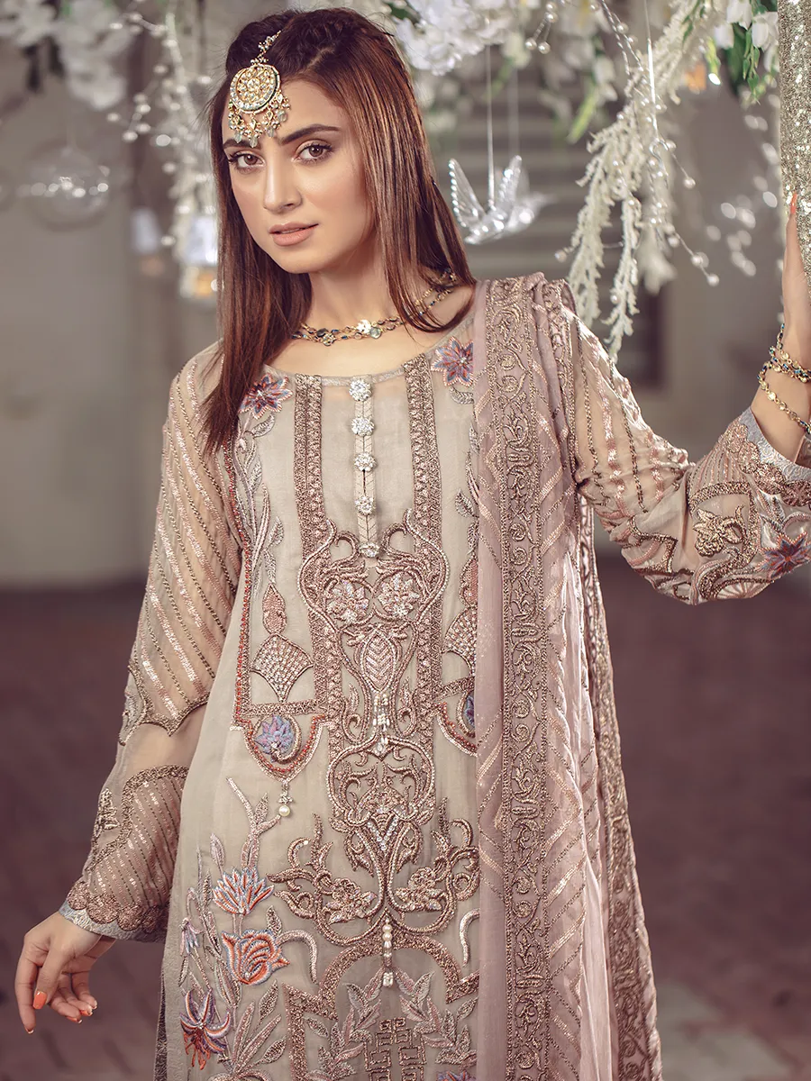 Serene Premium Beaux Rêves Embroidered Chiffon Collection 2020 – S-1007 Foxy Silver