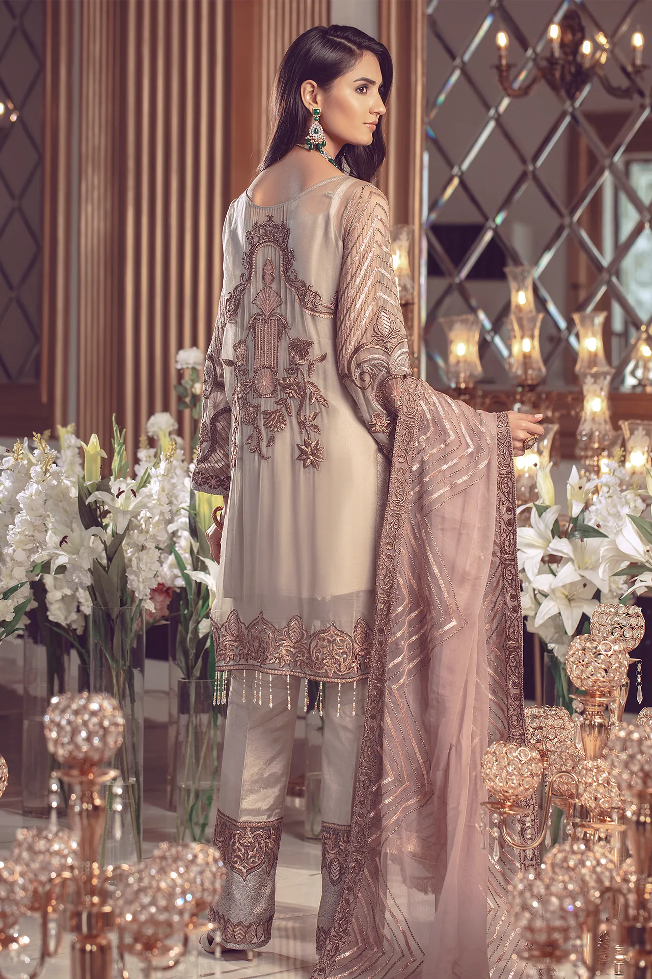 Serene Premium Beaux Rêves Embroidered Chiffon Collection 2020 – S-1007 Foxy Silver