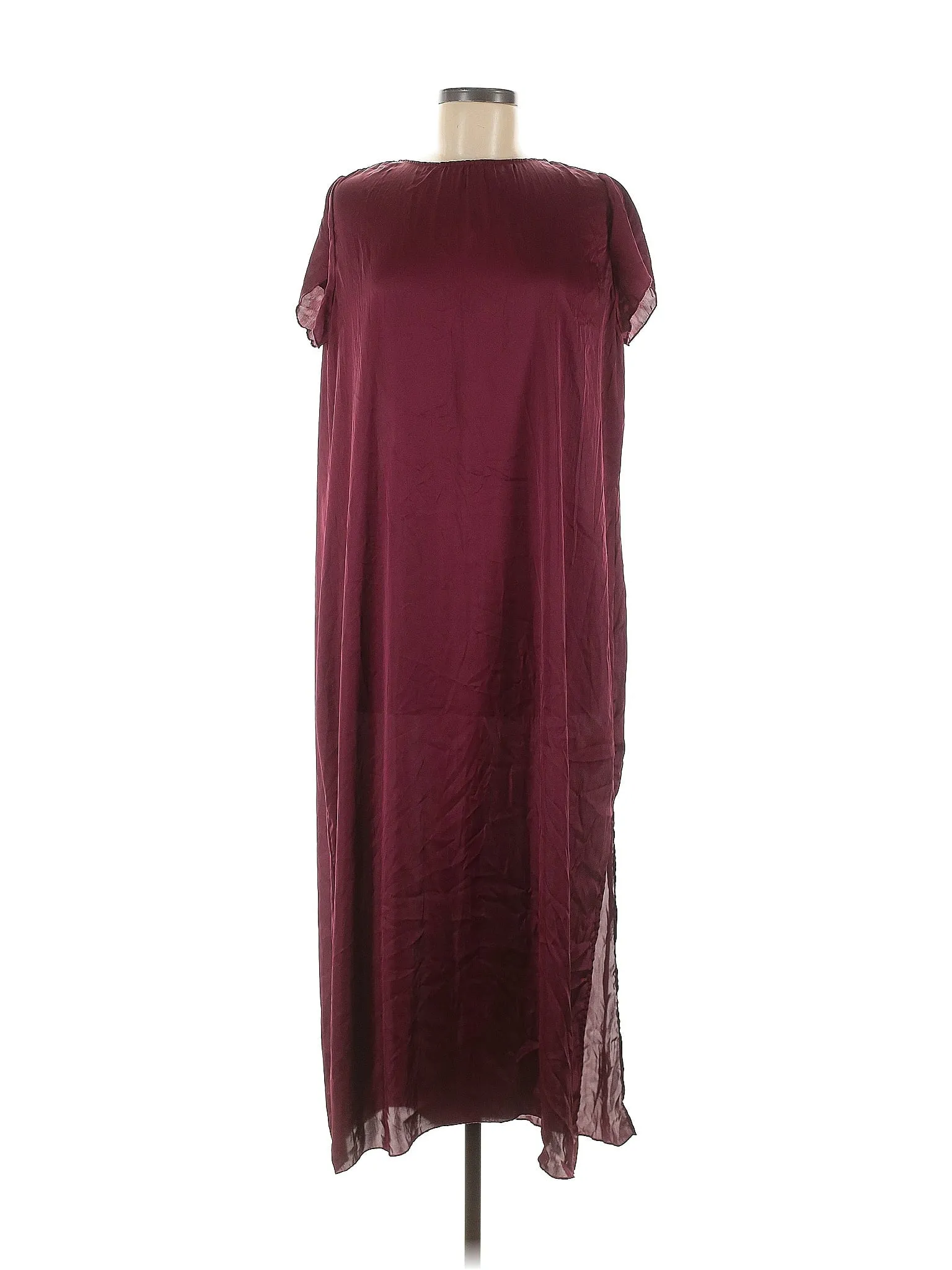 Short-Sleeve Slip Midi Dress In Plissé