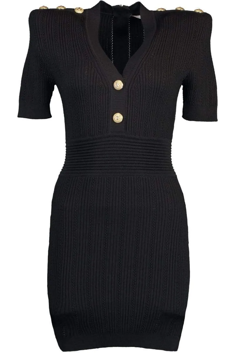Short V Neck Knit Dress