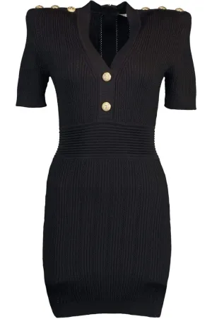 Short V Neck Knit Dress