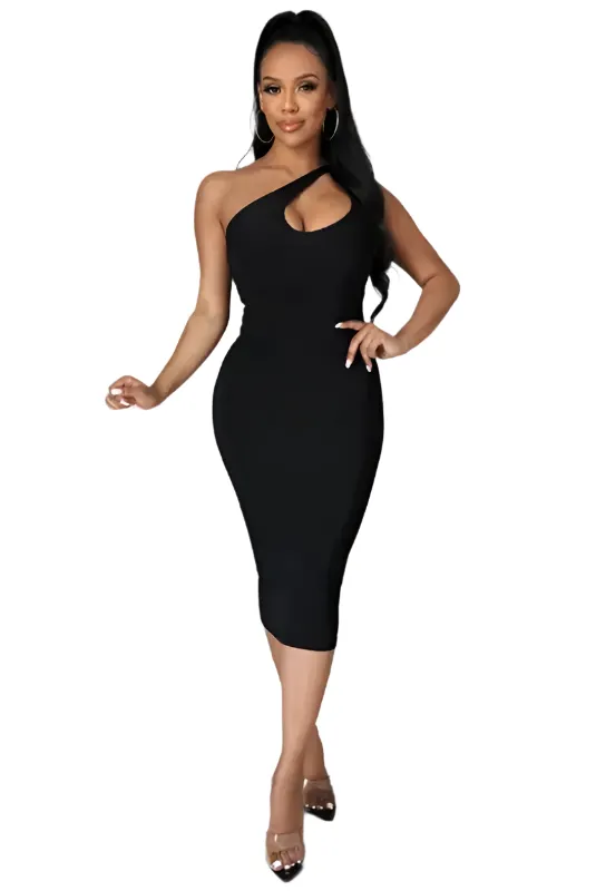Single Shoulder Dress with Cut Out