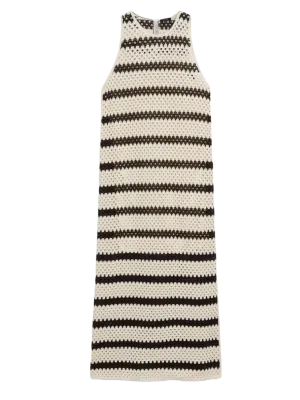 Striped Crochet Midi Dress