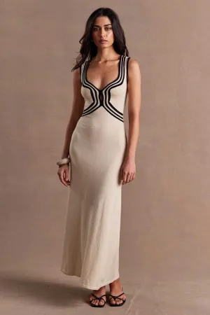 SWELL KNIT DRESS - ECRU / BLACK