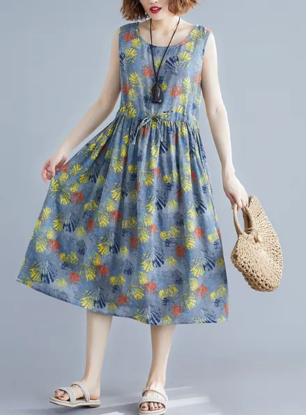 TastyHottie - Trendy Sleeveless Drawstring Lemon Print Maxi Dress