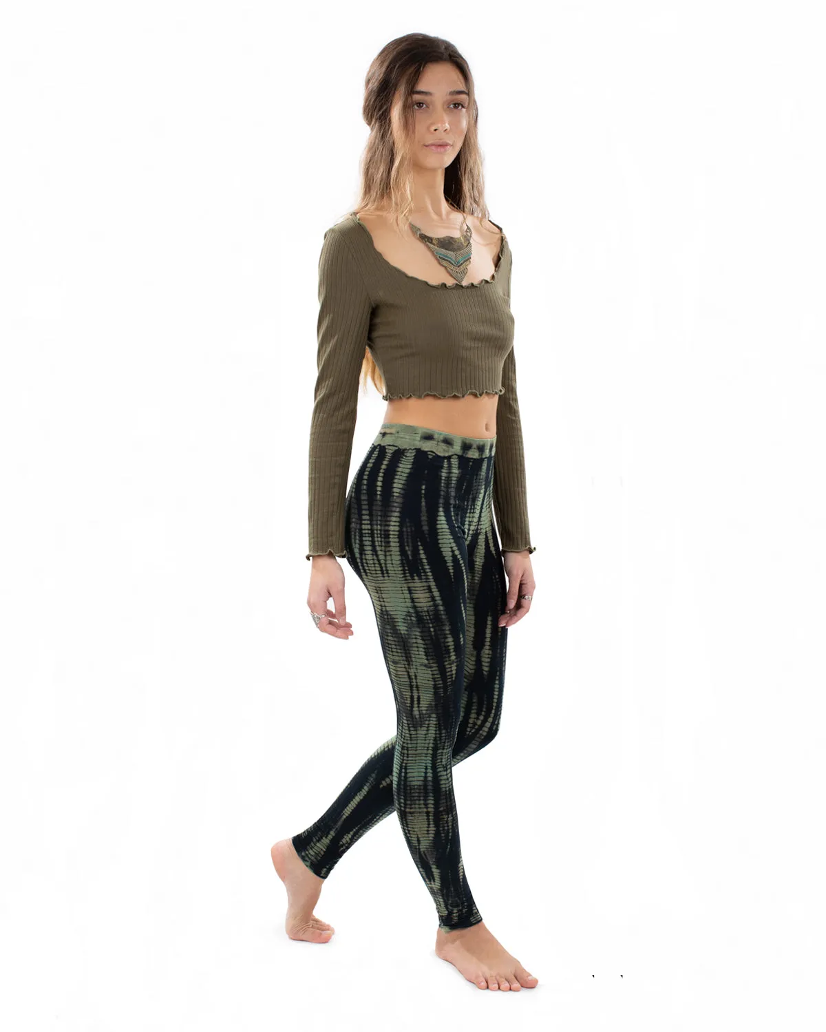Tie Dye Snakeskin Leggings Khaki