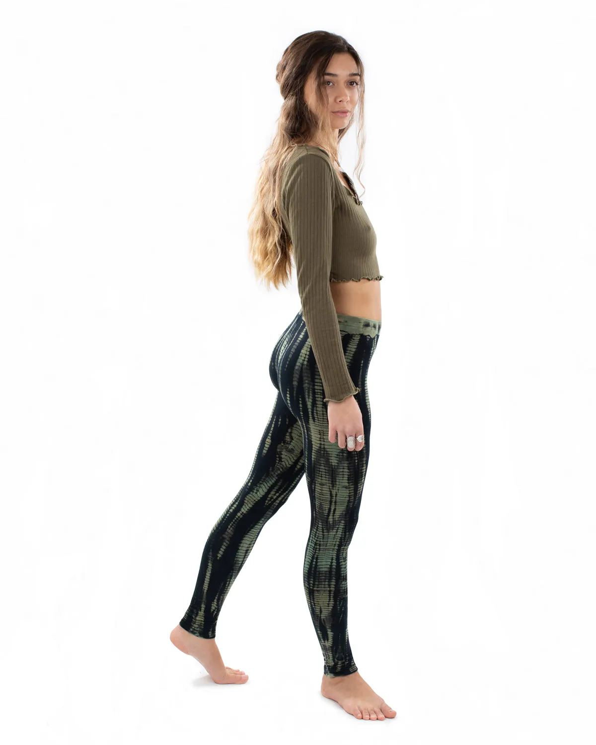 Tie Dye Snakeskin Leggings Khaki