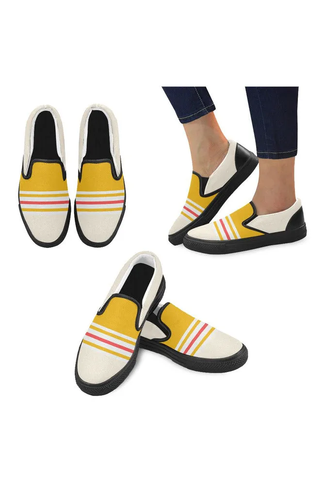 Two-toned Striped Men's Slip-on Canvas Shoes