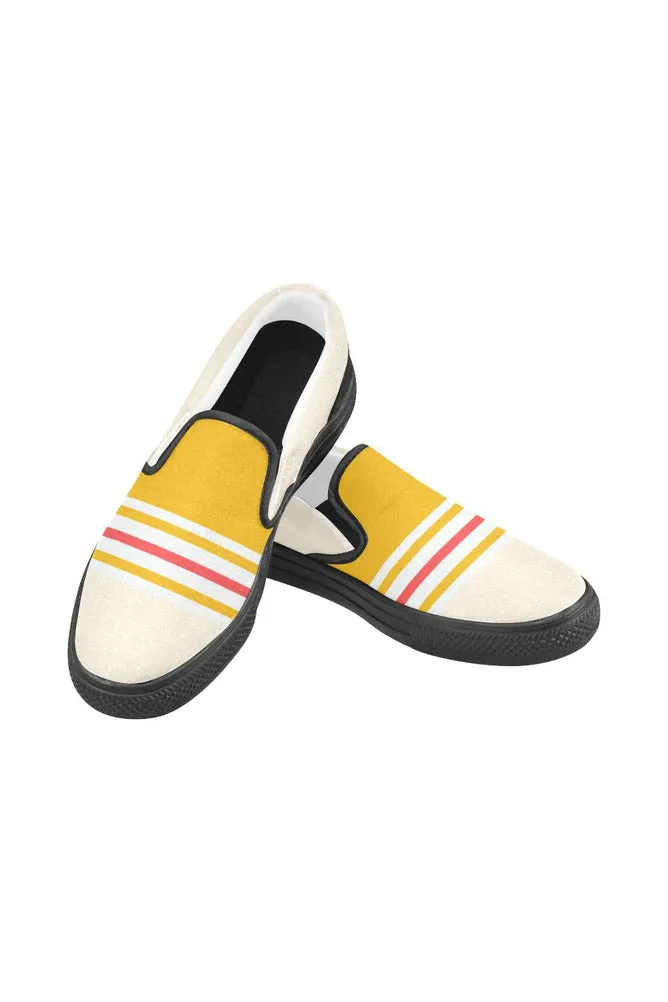 Two-toned Striped Men's Slip-on Canvas Shoes