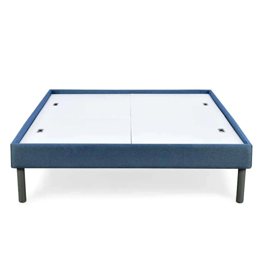 Velvette Upholstered Bed (Blue)   Plus Memory Foam Mattress (Queen)