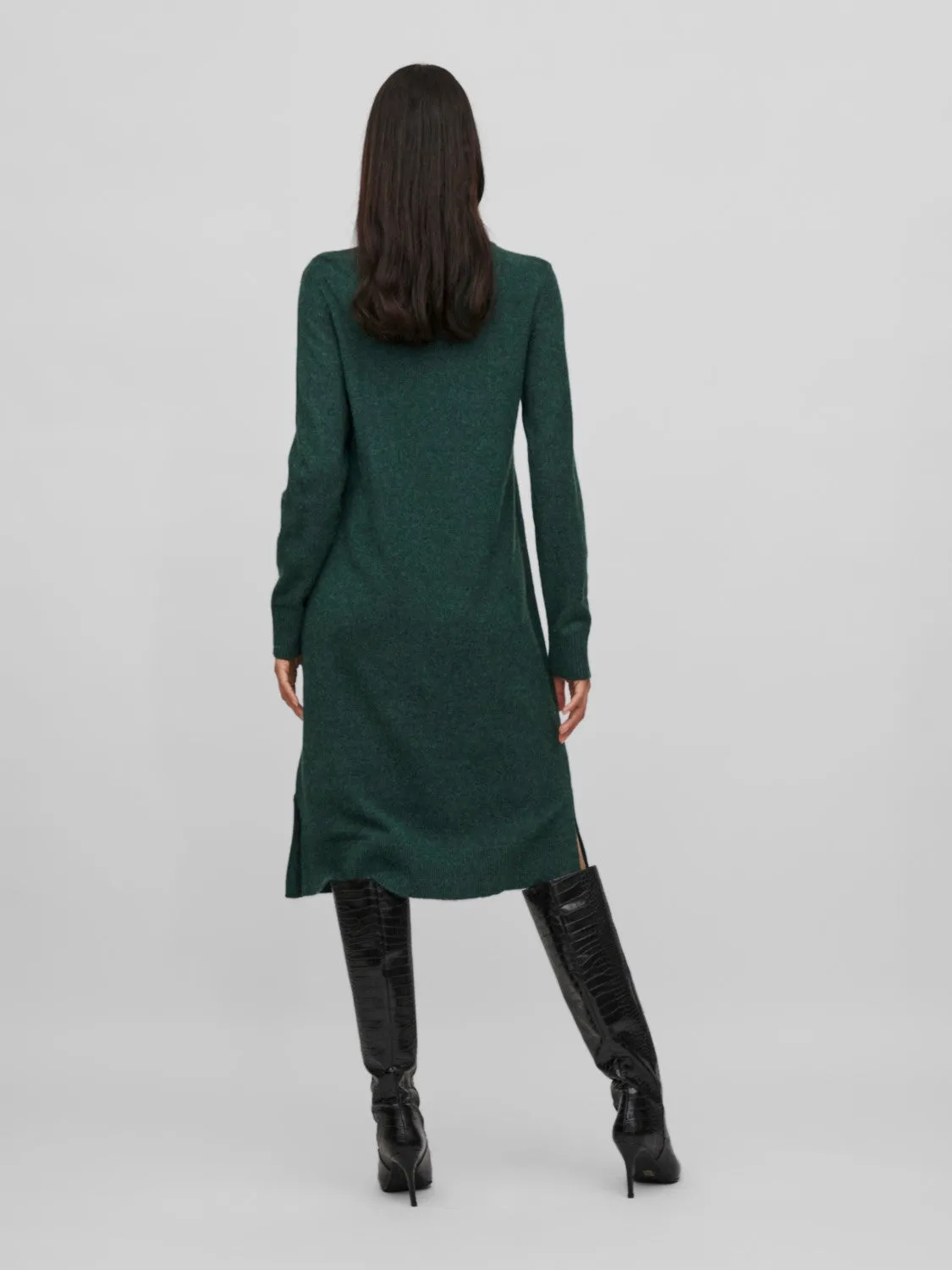 Veronica Crew Neck Midi Dress (Pineneedle/Dark Melange)