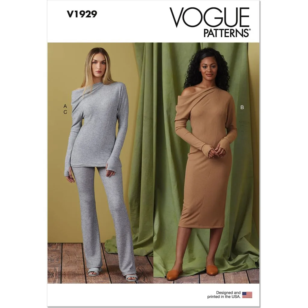 Vogue Pattern V1929 Misses' Knit Top, Dress and Pants