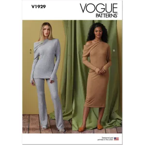 Vogue Pattern V1929 Misses' Knit Top, Dress and Pants