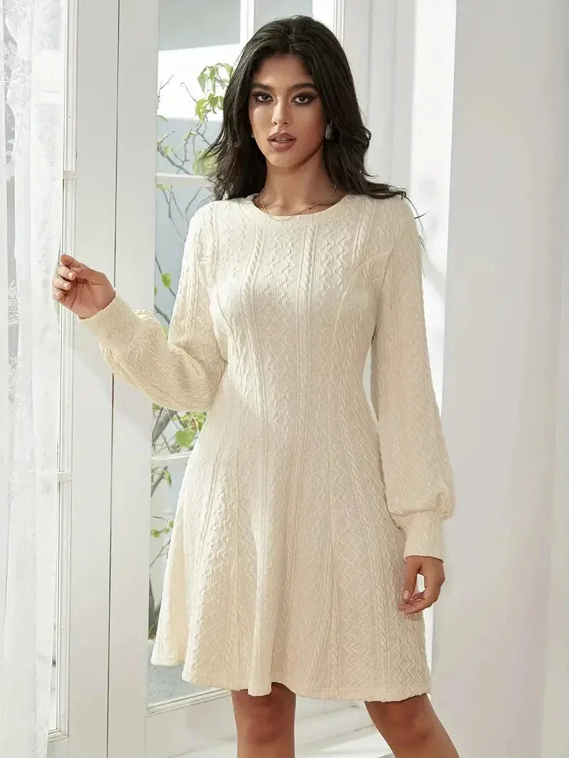Wenkouban-Christmas Thanksgiving Gift New Year's Eve Dress party look inspos back to school dress  Solid Knit A-line Sweater Dress