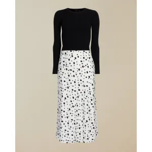 Women Laiyah-Knit Bodice Polka Dot Dress - White