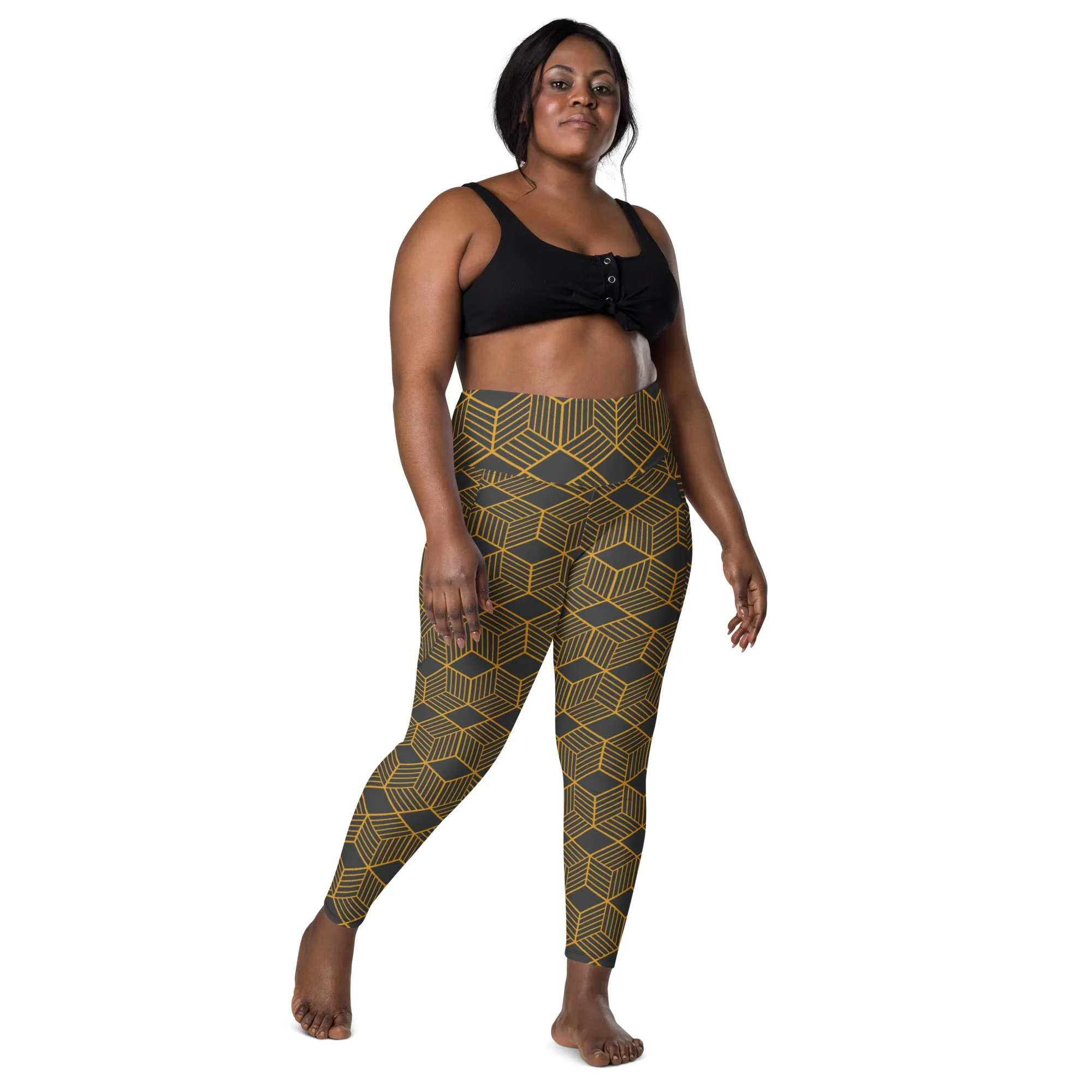 Women's Eclipse and Gold Hexagon Leggings with pockets