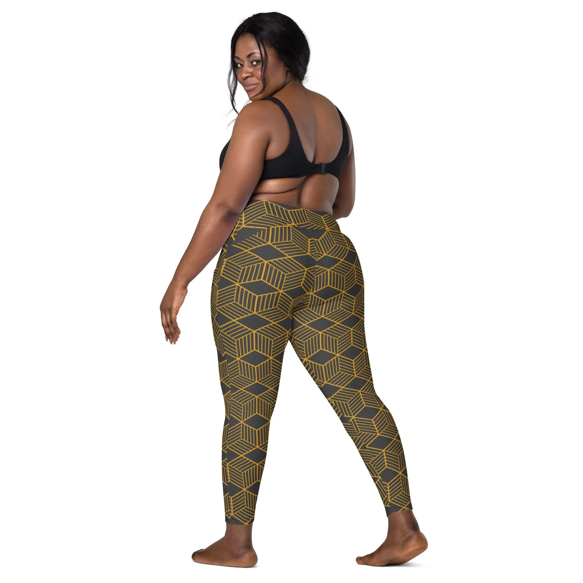 Women's Eclipse and Gold Hexagon Leggings with pockets