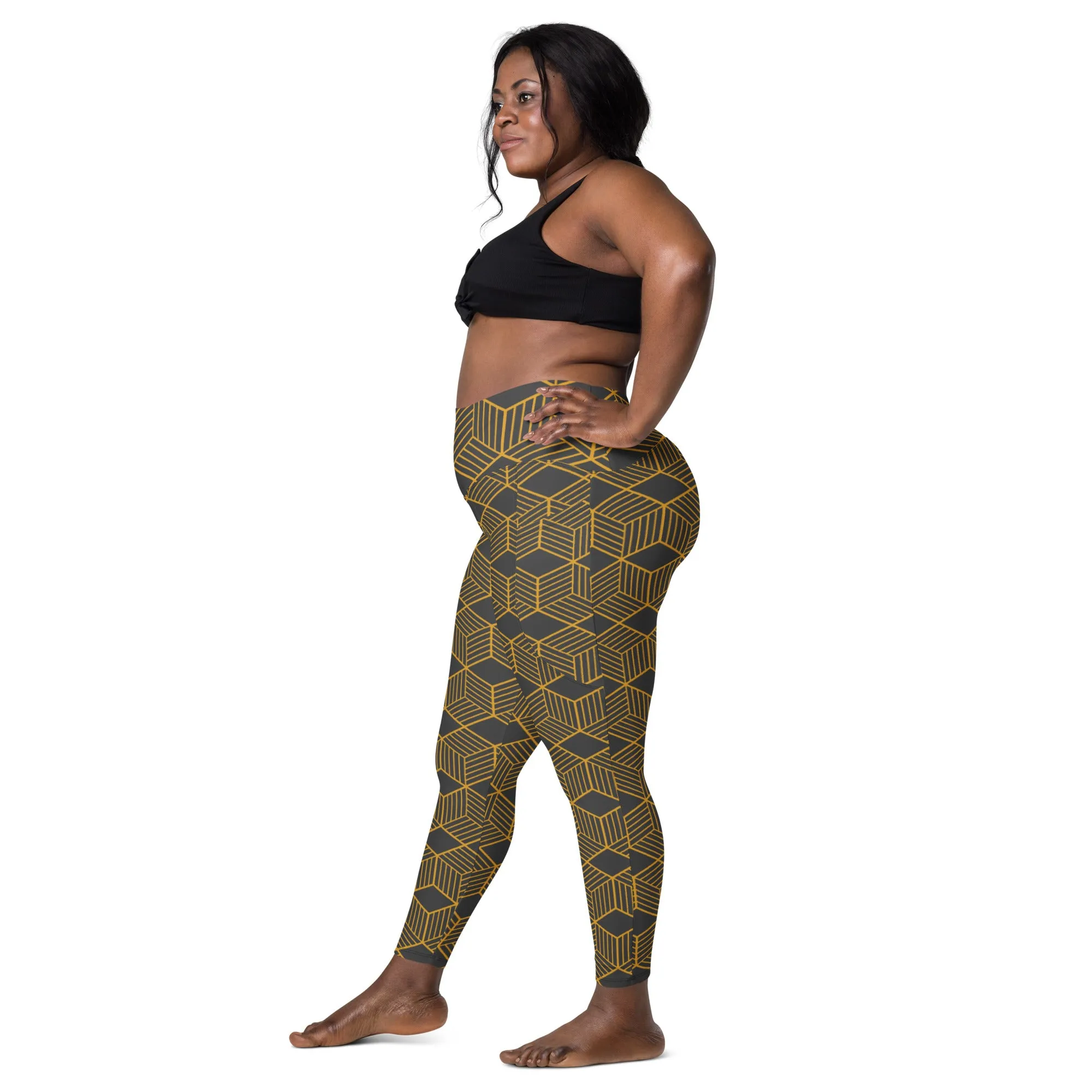 Women's Eclipse and Gold Hexagon Leggings with pockets