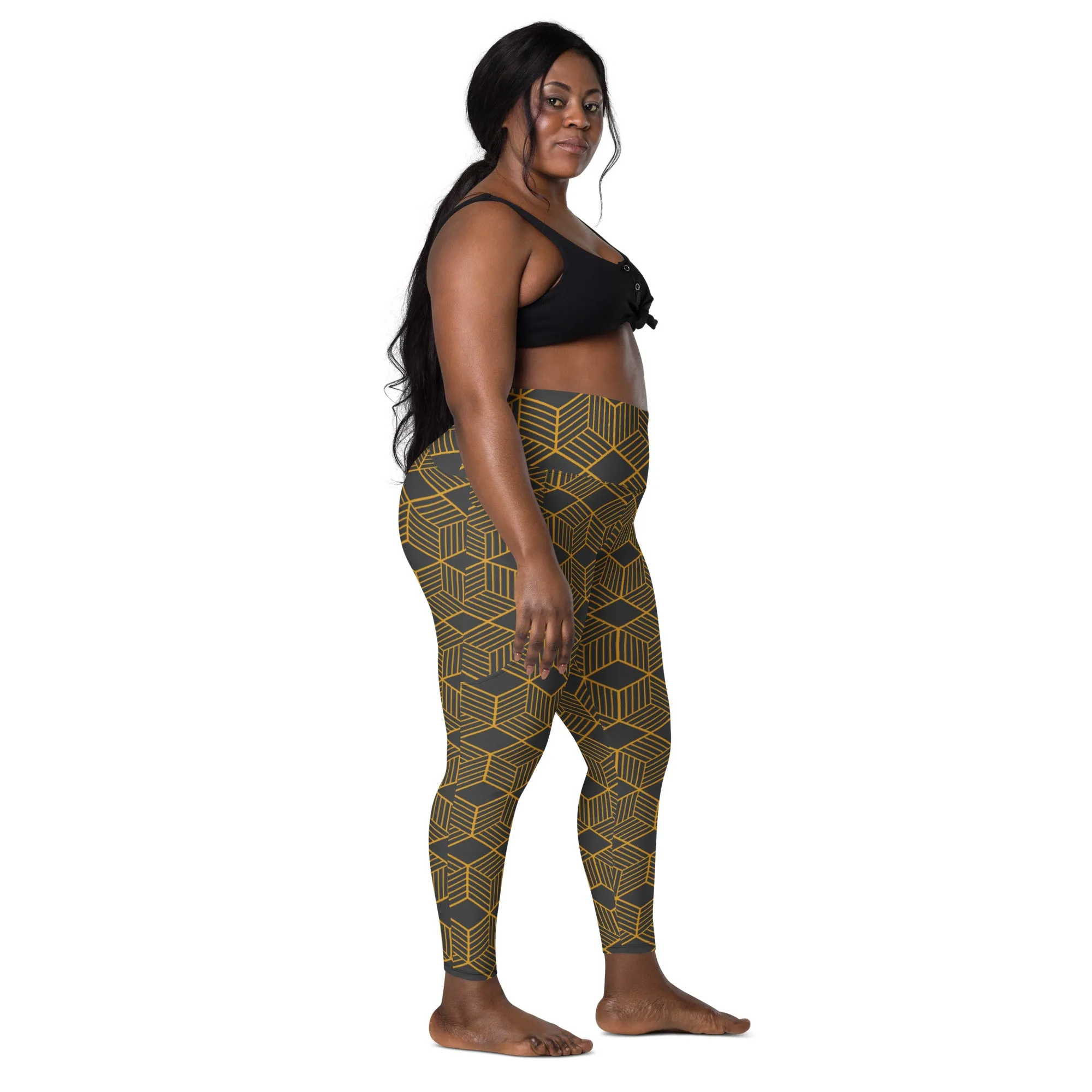 Women's Eclipse and Gold Hexagon Leggings with pockets