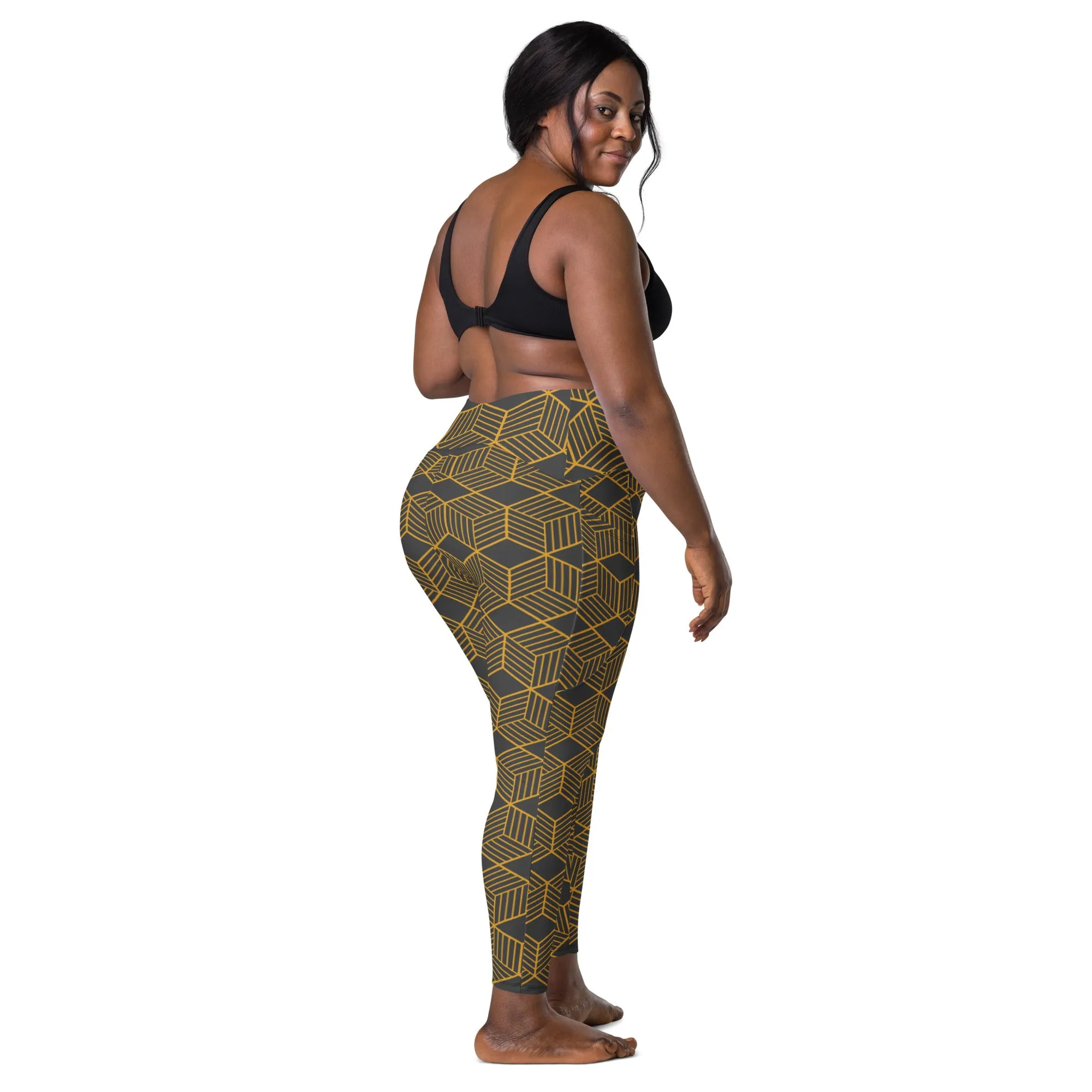 Women's Eclipse and Gold Hexagon Leggings with pockets