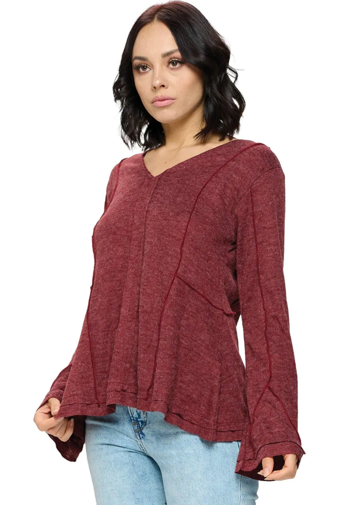 Yak Yeti patchwork top with bell sleeves 22633