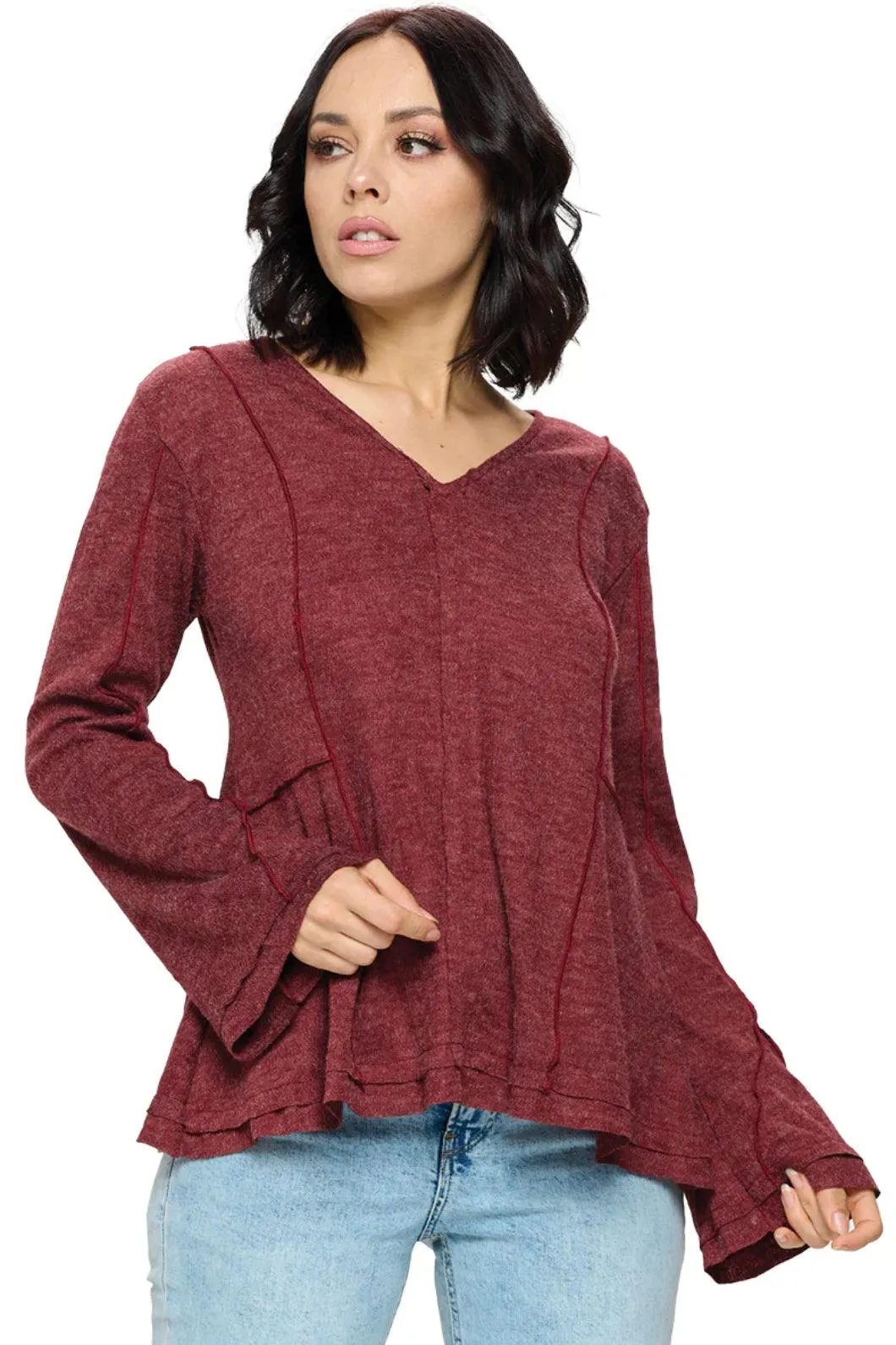 Yak Yeti patchwork top with bell sleeves 22633